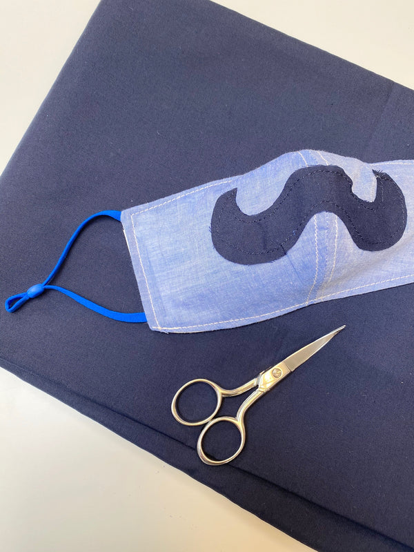 Face Cloth Casual Chambray Mustache